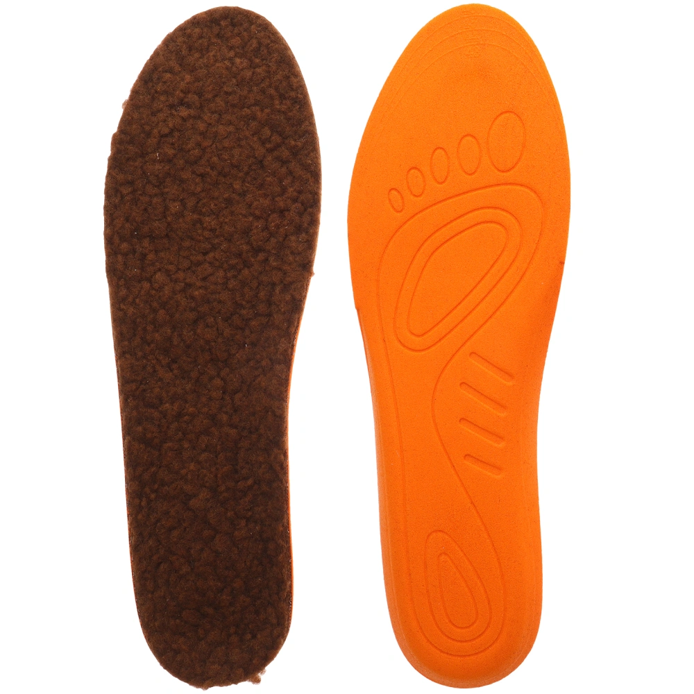 1 Pair of Imitation Lambs Wool Insoles Shock-absorbing Shoe Cushions Massaging Shoe Pads for Women Men Size 43-46 Brown