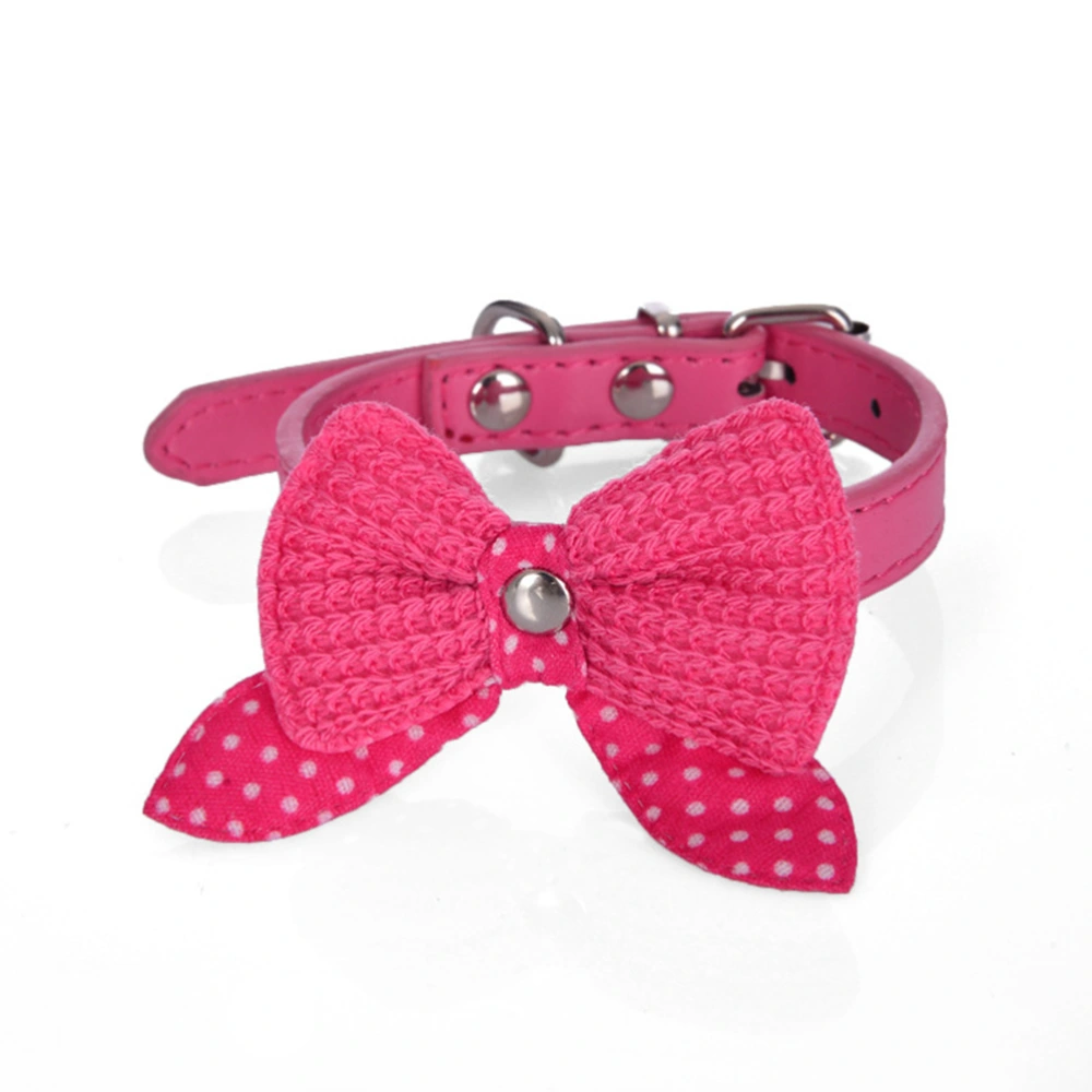 Adjustable Pet Collars Leather Dog Collars With Bow tie Size XS (Rose Red)