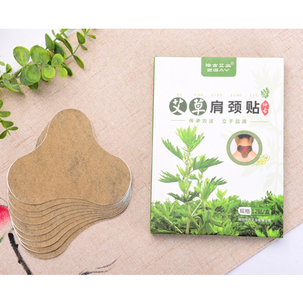 12PCS Natural Herb Body Pad Self-Heating Pain Relief Wormwood Moxibustion Sticker for Neck Should Back