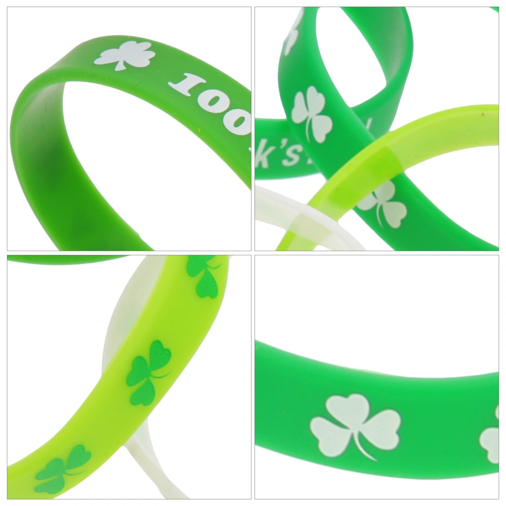 12pcs St. Patrick's Day Bracelet Wristbands Party Hand Decoration Festival Presents Party Supplies for Men Women (Random Mixed)