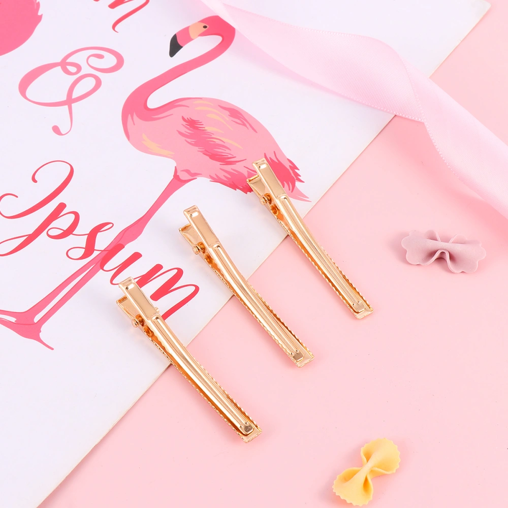 3pcs Golden Alloy Hairpins Duck Bill Hair Clip Barrettes Hair Jewelry for Women Girls (Strip)