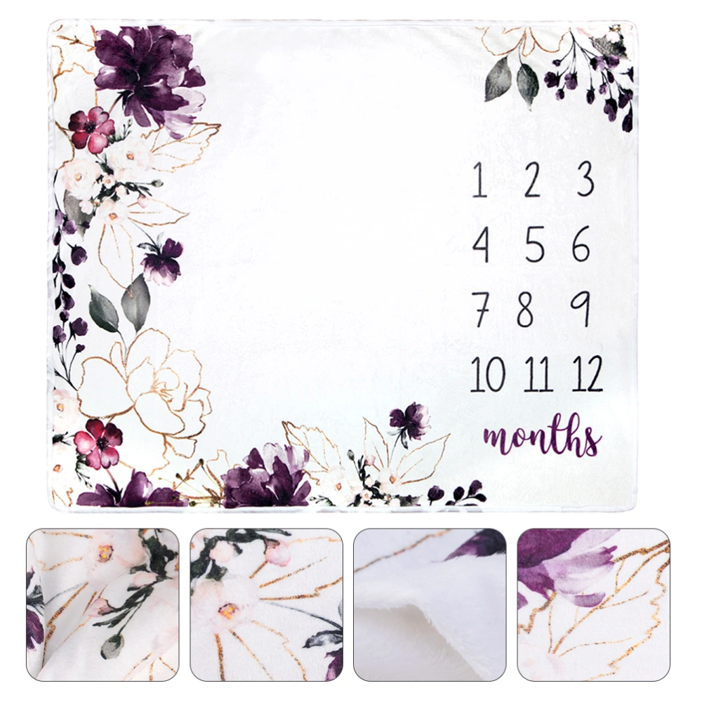 1Pc Baby Monthly Milestone Blanket Flannel Commemorate Blanket Photo Prop