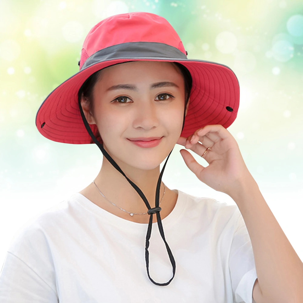 Outdoor Activities Hat Shade Hat Fisherman Hat Cotton Portable UV Protecting Sun Hat Sun Protection Beach Hat(Watermelon Red)