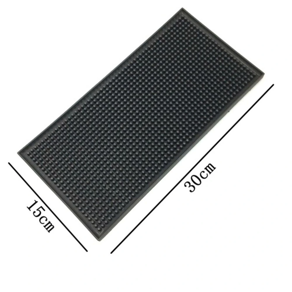 1Pc Durable Silicone Bar Non-slip Mat Counter Drain Pad Deep Grooves Cup Mats Tray(Black)