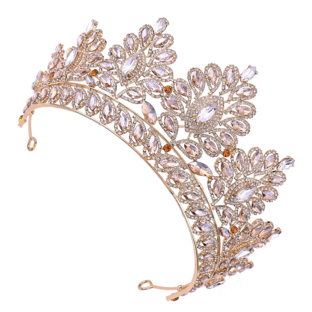 1pc Baroque Style Bridal Crown Retro Luxurious Rhinetone Inlaid Hair Headwear Wedding Hair Accessory (Style 2)