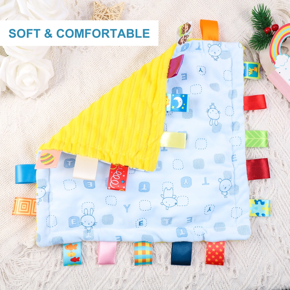 YeahiBaby Infant Teething Cloth Square Plush Blanket Baby Appease Towel Random Patterns (Blue)