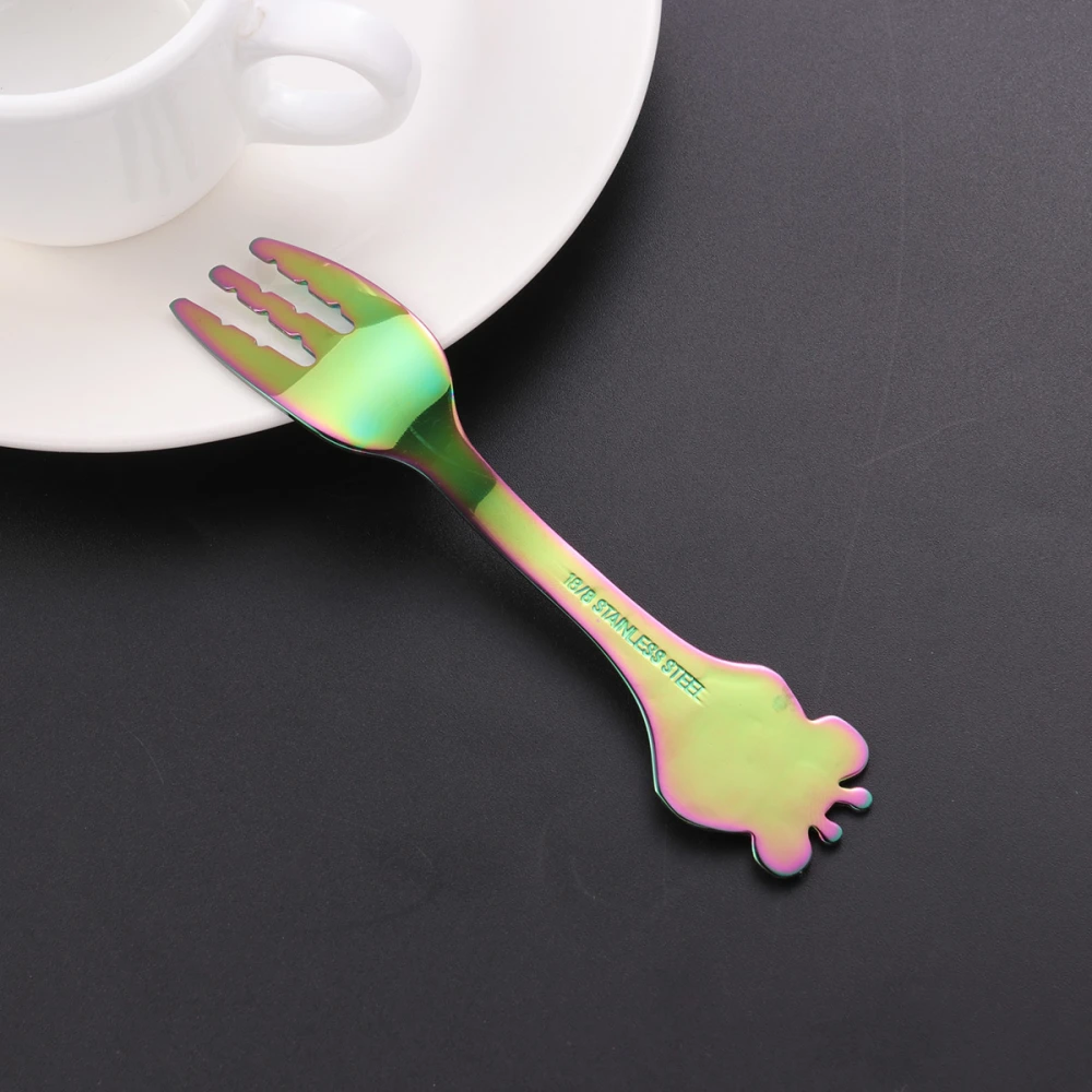 Baby Cartoon Giraffe Stainless Steel Spoon Children Dinner Spoon Tableware (Colorful)