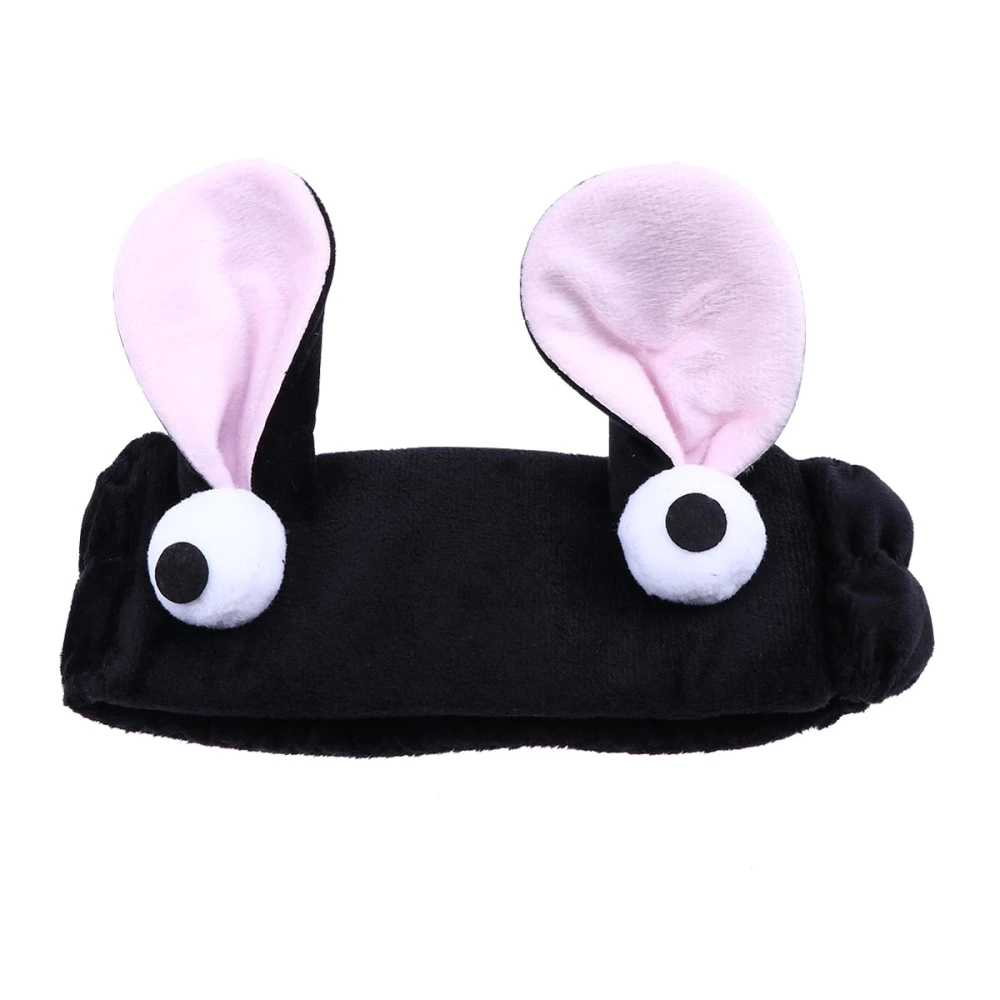 Cartoon Hair Band Rabbit Ear Headband SPA Wash Face Makeup Elastic Hairband Headwear for Women (Black, Random Ear Color)