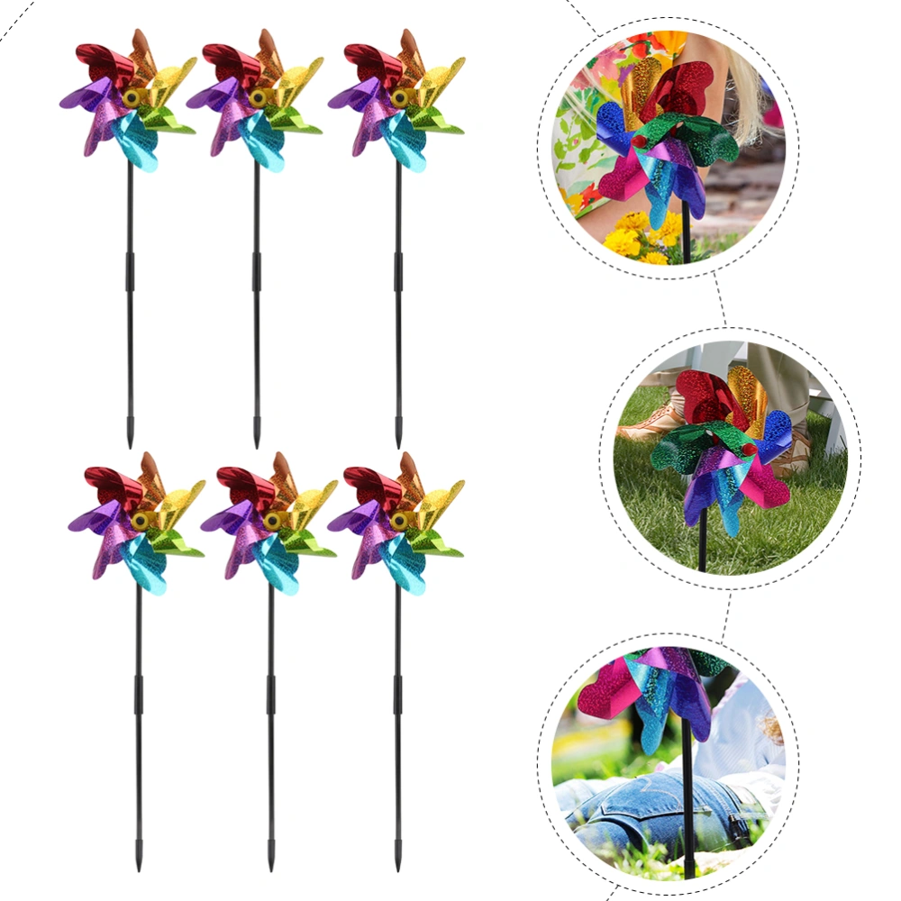 6Pcs Outdoor Pinwheels Preschool Pinwheel Decor Rotary Pinwheels Toy Decorative Pinwheels