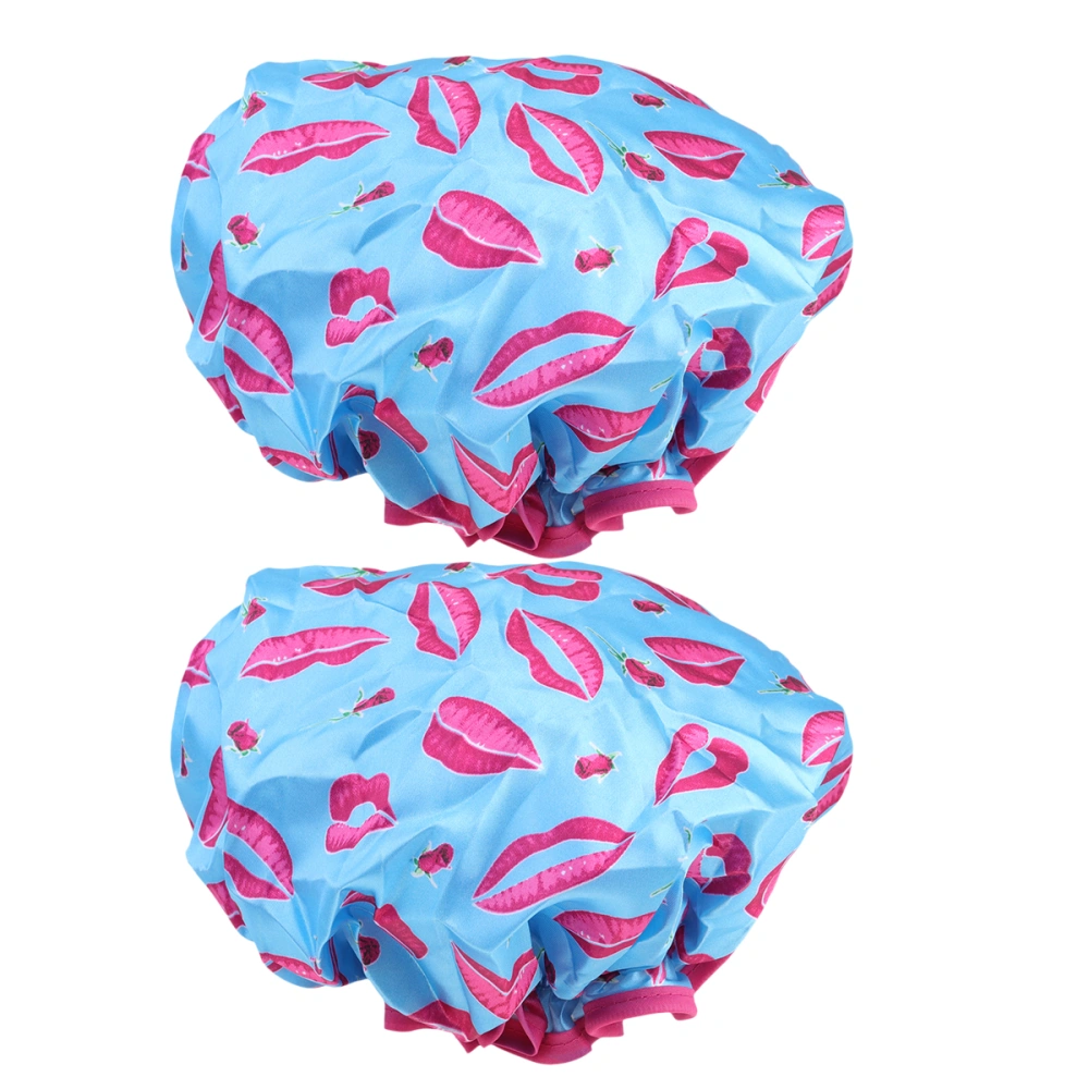 2pcs EVA Shower Adults Bathing Waterproof Hair Protective Caps Bath Caps for Daily Use (Pattern 3)