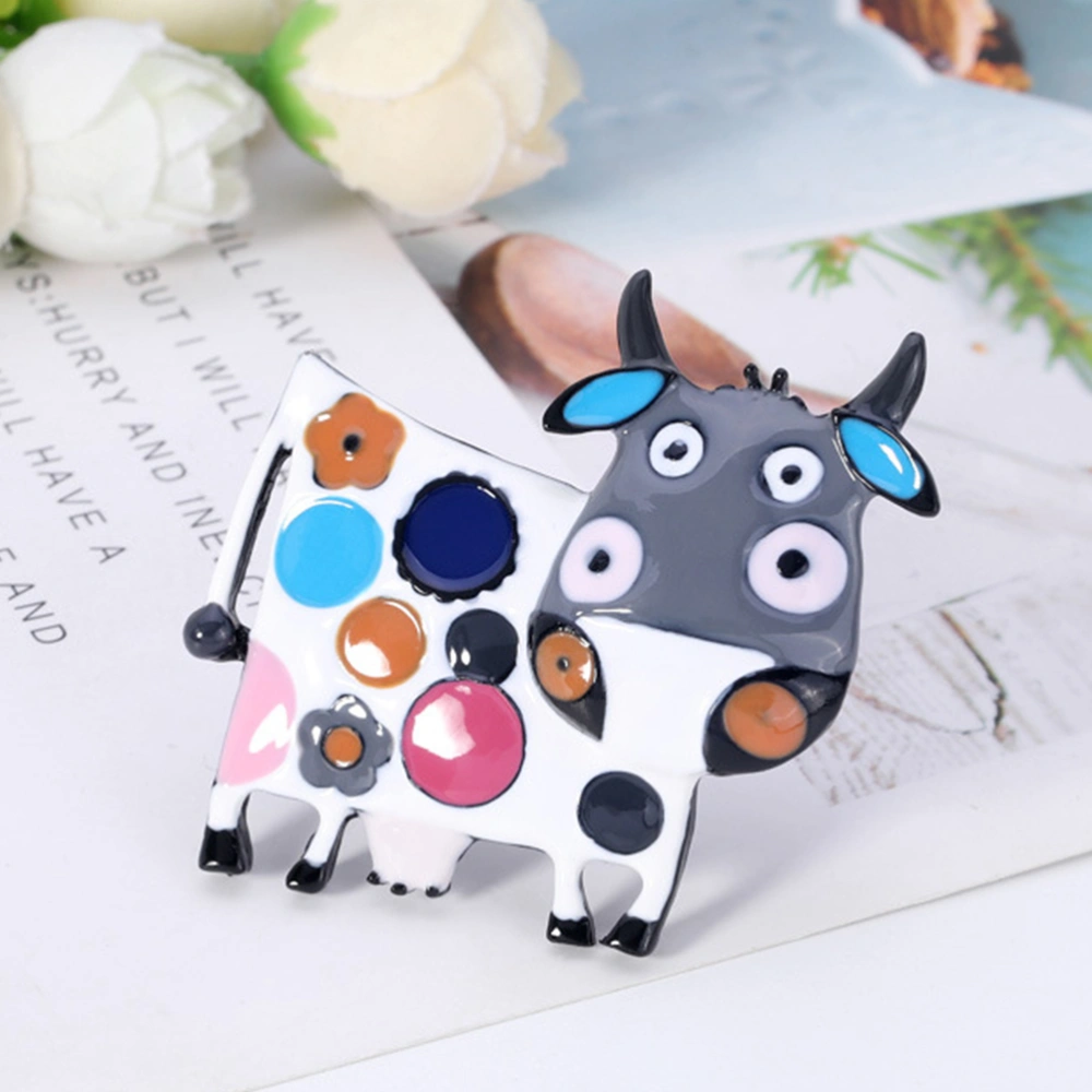 1Pc Alloy Brooch Cartoon Cow Brooch Drop Oil Brooch Exquisite Collar Button