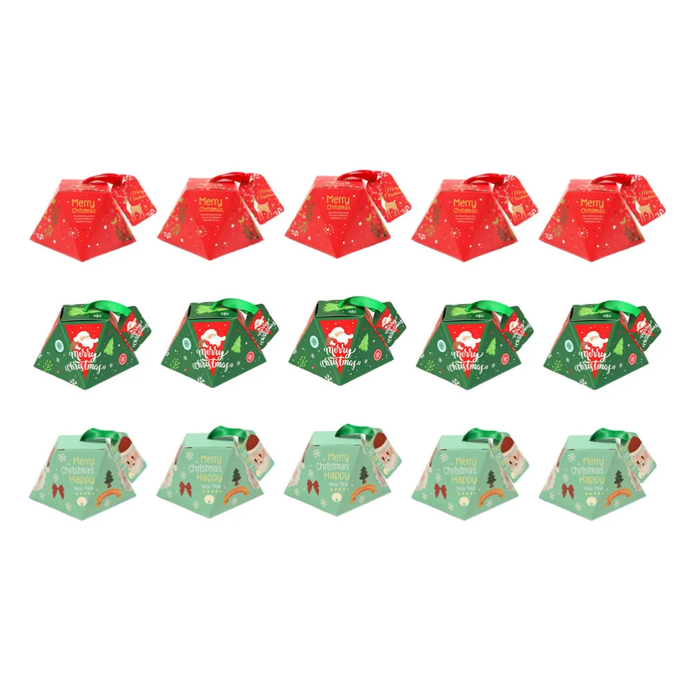 30Pcs Christmas Candy Boxes Creative Baking Biscuits Packing Boxes Exquisite Gift Packaging Boxes (Red Bottom Elk Blue Bottom Santa Claus Green Bottom Santa Claus 10 Each)