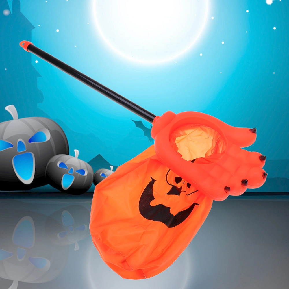 Halloween Trick or Treat Bags Long Handle Ghost Hand Design Halloween Candy Bag for Kids (Orange)