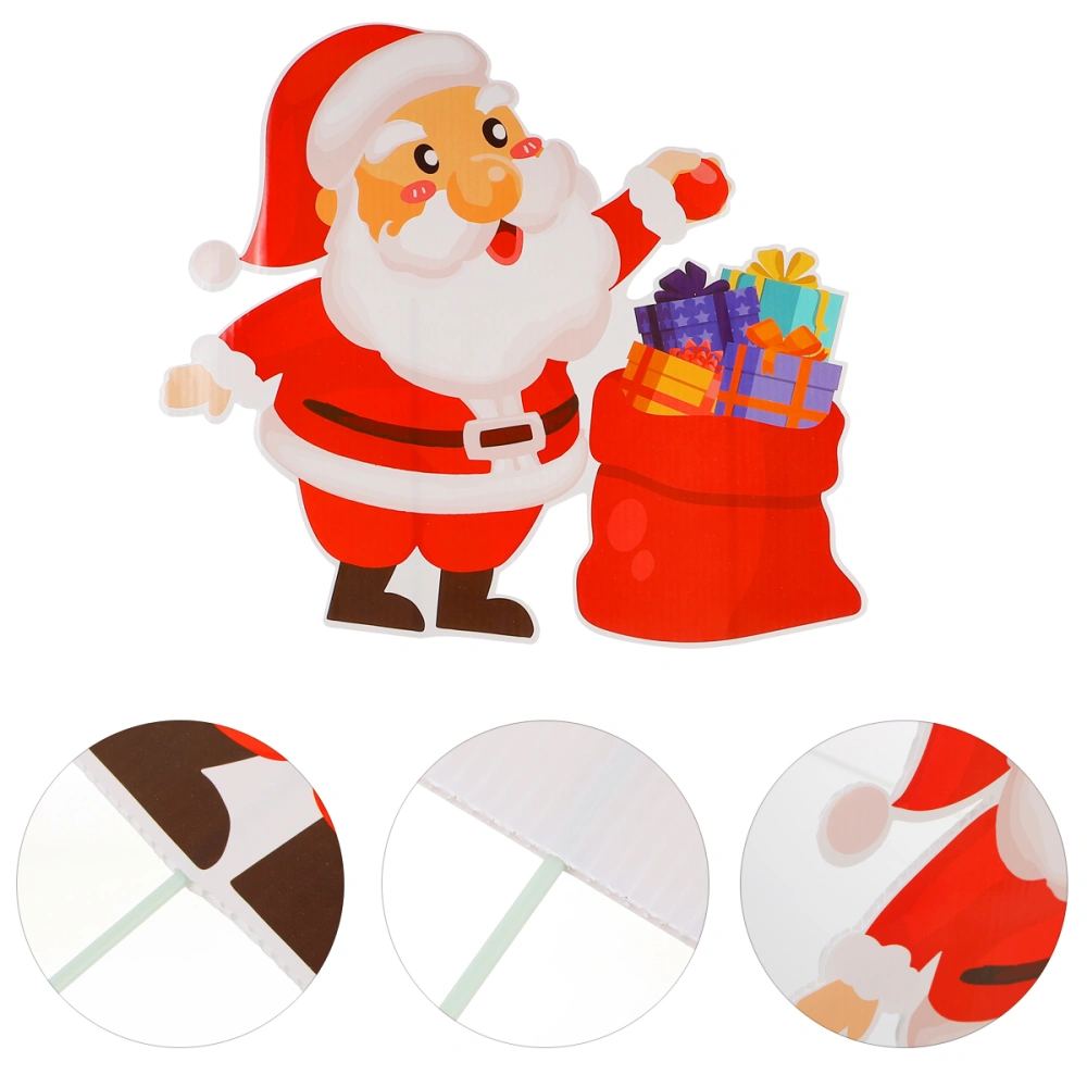 1pc Lovely Christmas Santa Claus Lawn Signboard Hollowed-out Sign Christmas Prop