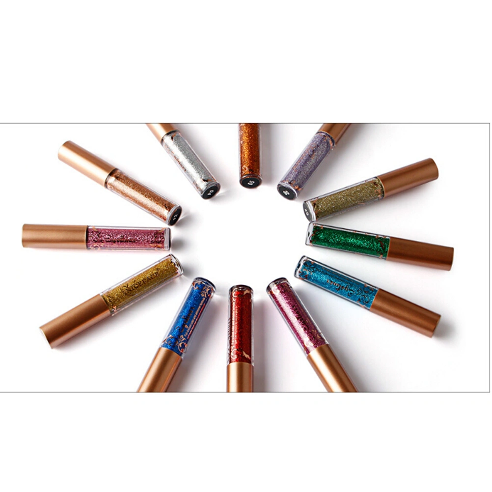 Women Metallic Liquid Eyeliner Shiny Shadow Bright Pearlescent Glitter Diamond High Liquid Eyeliner Makeup Cosmetic(10#)