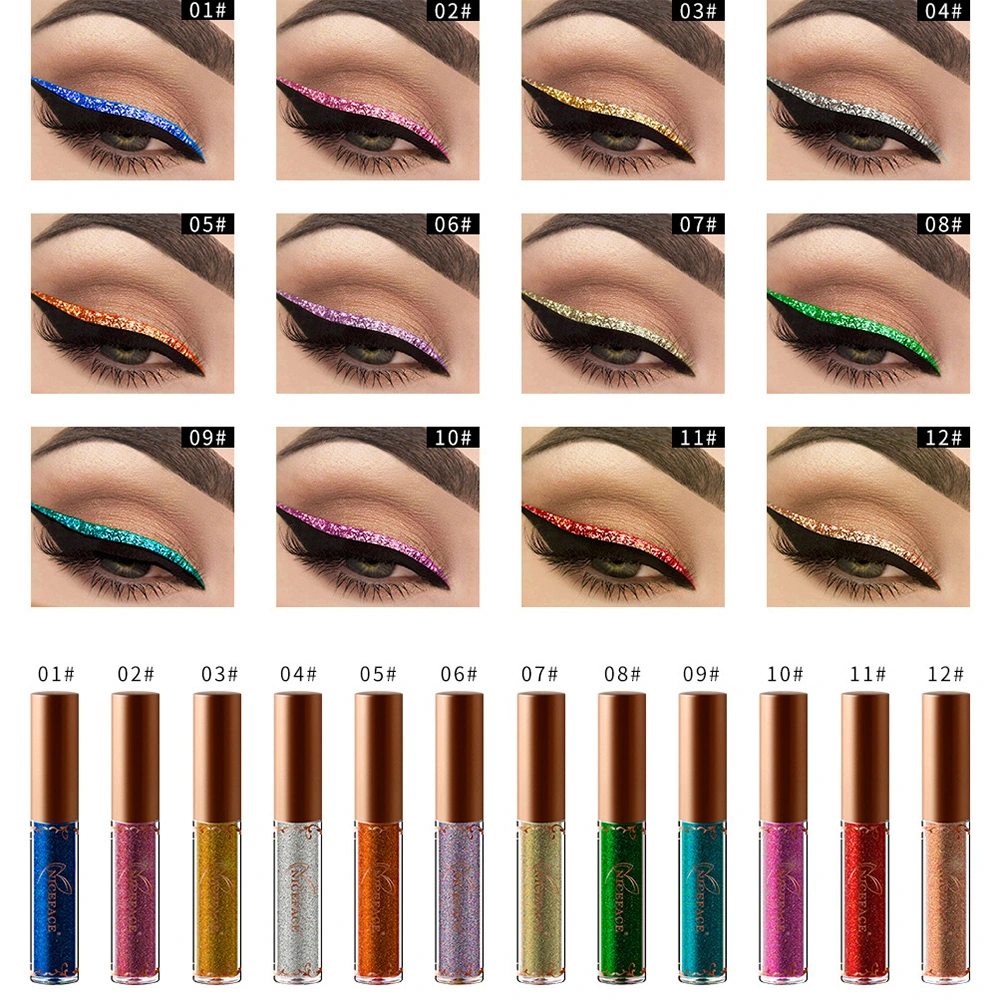 Women Metallic Liquid Eyeliner Shiny Shadow Bright Pearlescent Glitter Diamond High Liquid Eyeliner Makeup Cosmetic(10#)