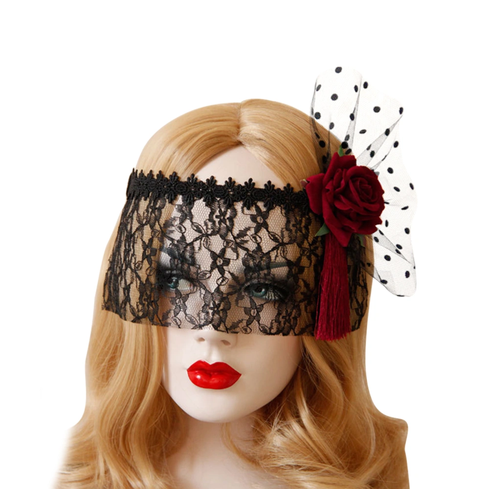 Retro Black Lace Veil Cover Headdress Funny Party Half Face Sexy Eyemask Mask for Halloween Masquerade Party