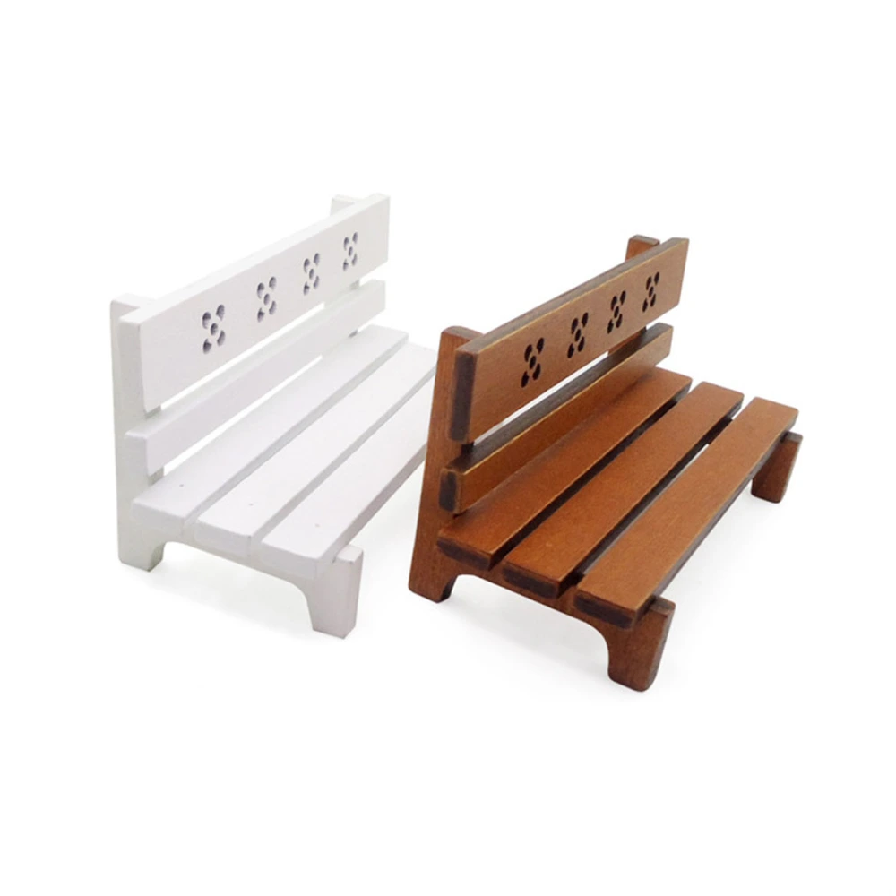 Doll House Park Bench Mini Wooden Bench Model Mini Garden Bench Model Mini Chair Model (Brown)