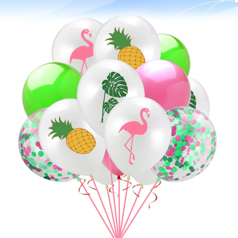 15pcs Flamingo Ballon Pineapple Ballon Decor Turtle Leaf Balloon Hawaiian Layout for Gathring Party Home Festivel (Pineapple + Flamingo + 3 Turtle Leaf + 2 Green Ball + 2 Pink Ball + 2 Pink Green Sequin Ball)