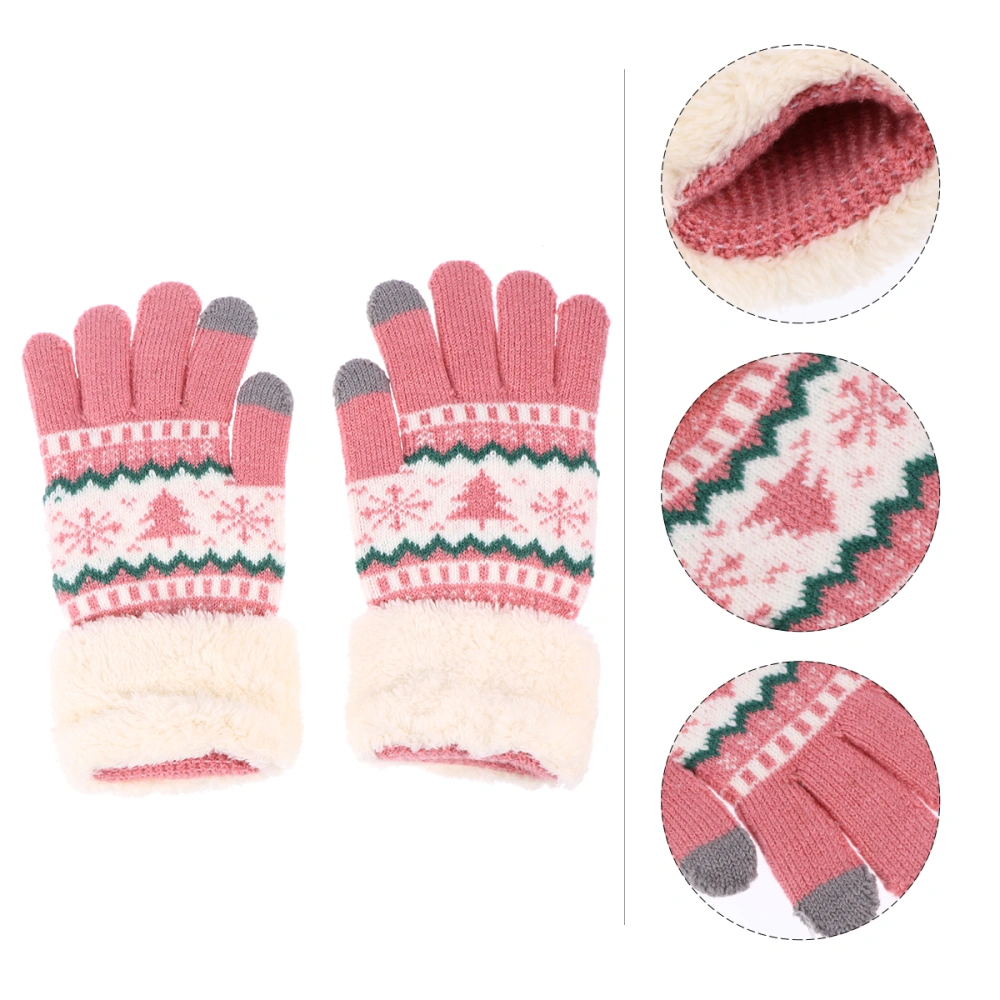 1 Pair Thicken Knitted Gloves Winter Full Finger Gloves Warm Gloves for Women