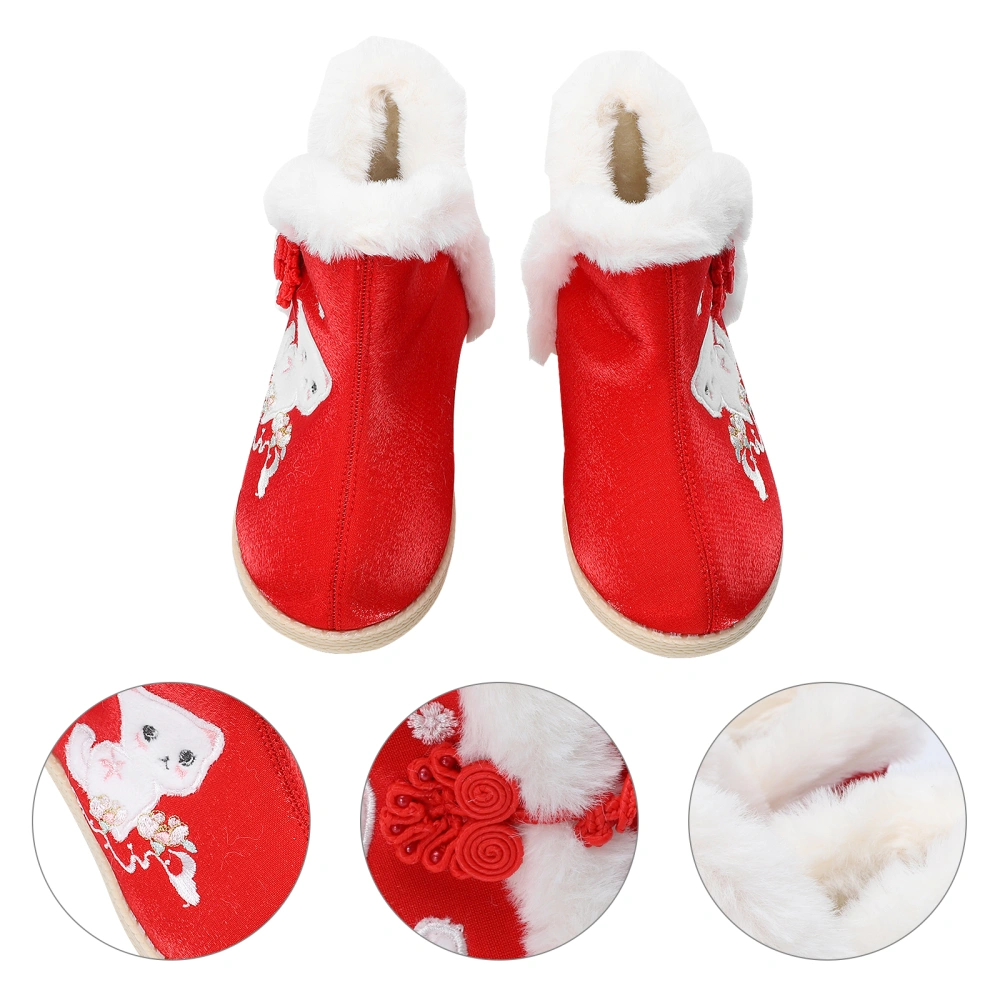 1 Pair Girl Winter Shoes Unique Embroidered Shoes Children Thickened Boots