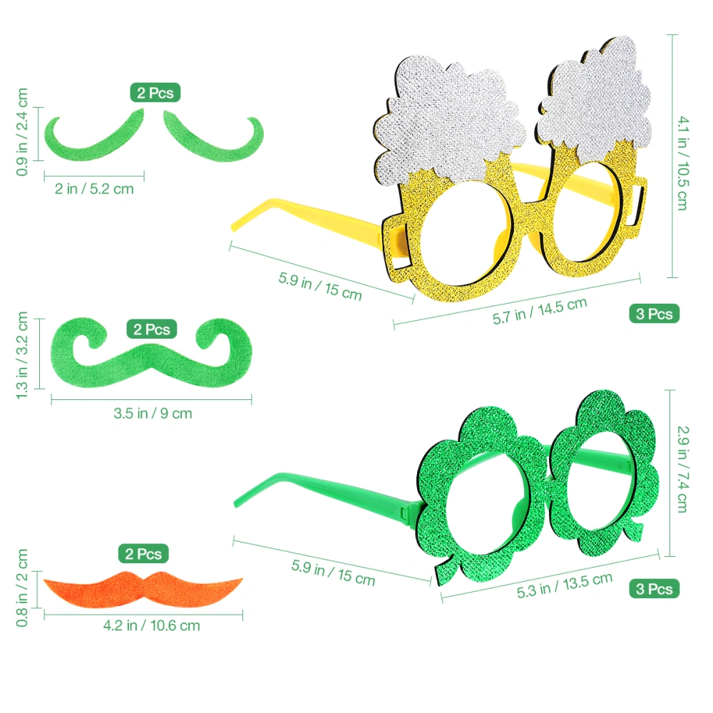 Amosfun 12PCS/set St. Patrick's Day Accessories Mustaches Glasses Photo Booth Party Favors Supplies Funny Toy for Parade Celebrating