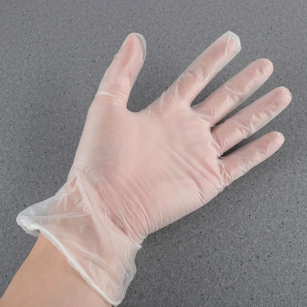 30 Pair of Disposable PVC Gloves Transparent Household Protective Gloves Gloves for Nail Beauty (Size L)