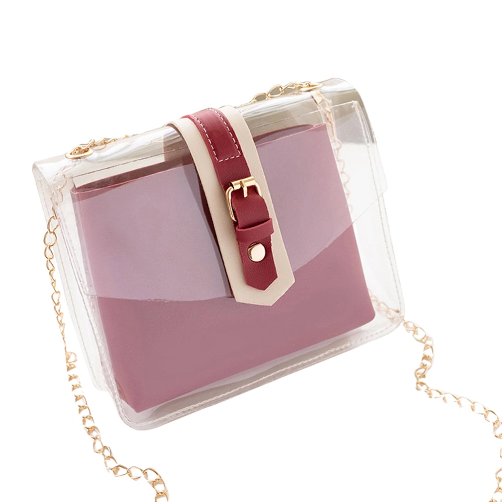 1PC Chic Transparent Crossbody Bag Fashion Chain Shoulder Bag Casual Storage Bag for Women Ladies Girls (Red)