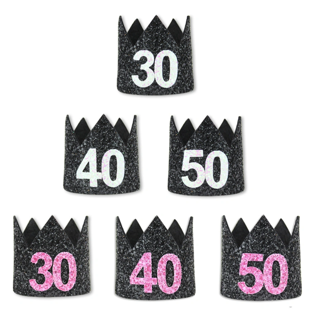 Adult Crown Hats Party Glitter Number 30 Birthday Mini Hat Birthday Party Decorations Props - Style A