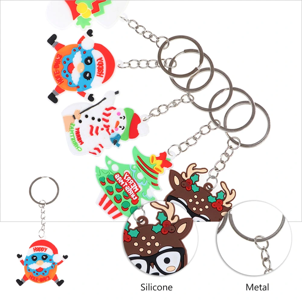 10pcs Colorful Christmas Keychain Key Ring Cartoon Xmas Keychain Pendants