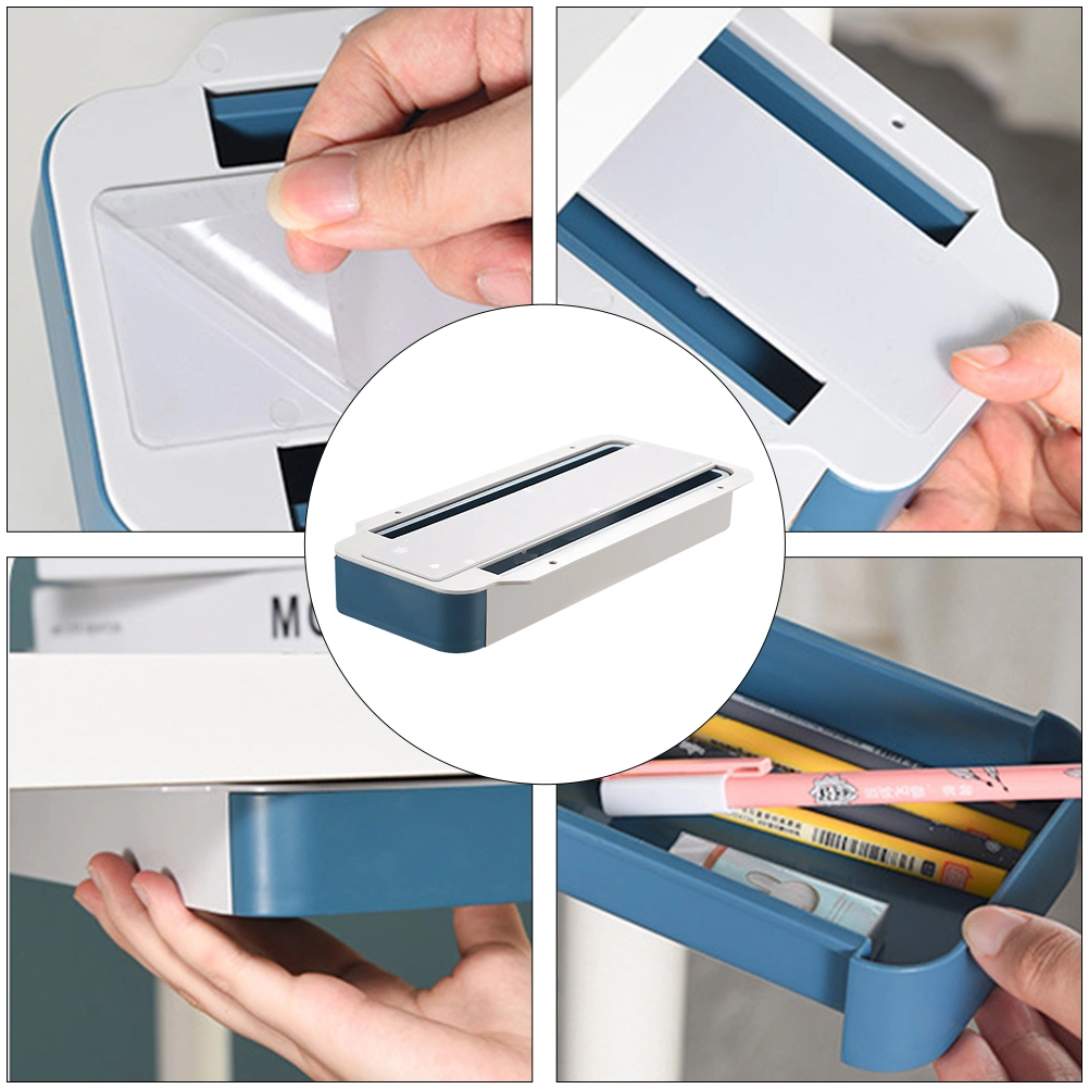 1pc Under Desk Pen Case Hidden Storage Box Hidden Drawer Table Organizer