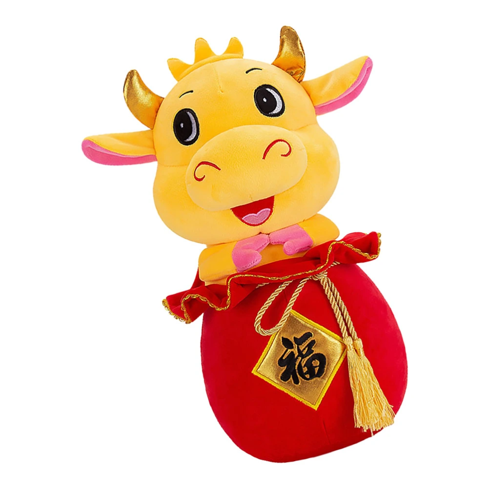 1pc New Year Cow Plush Doll Animal Year Style Doll Bag Cow Stuffed Toy