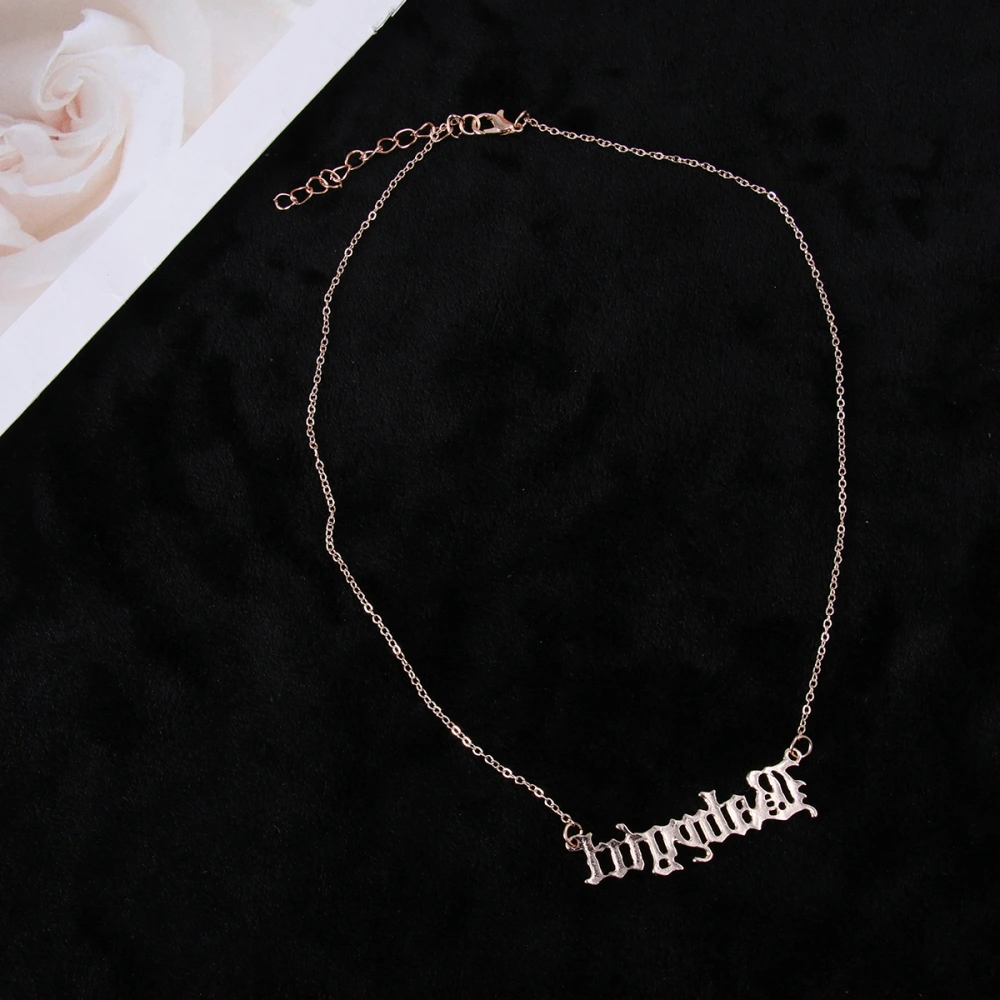 English Letter Shaped Necklace Sweater Chain Fashion Neck Chain Creative Neck Hanging Pendant Rose Gold