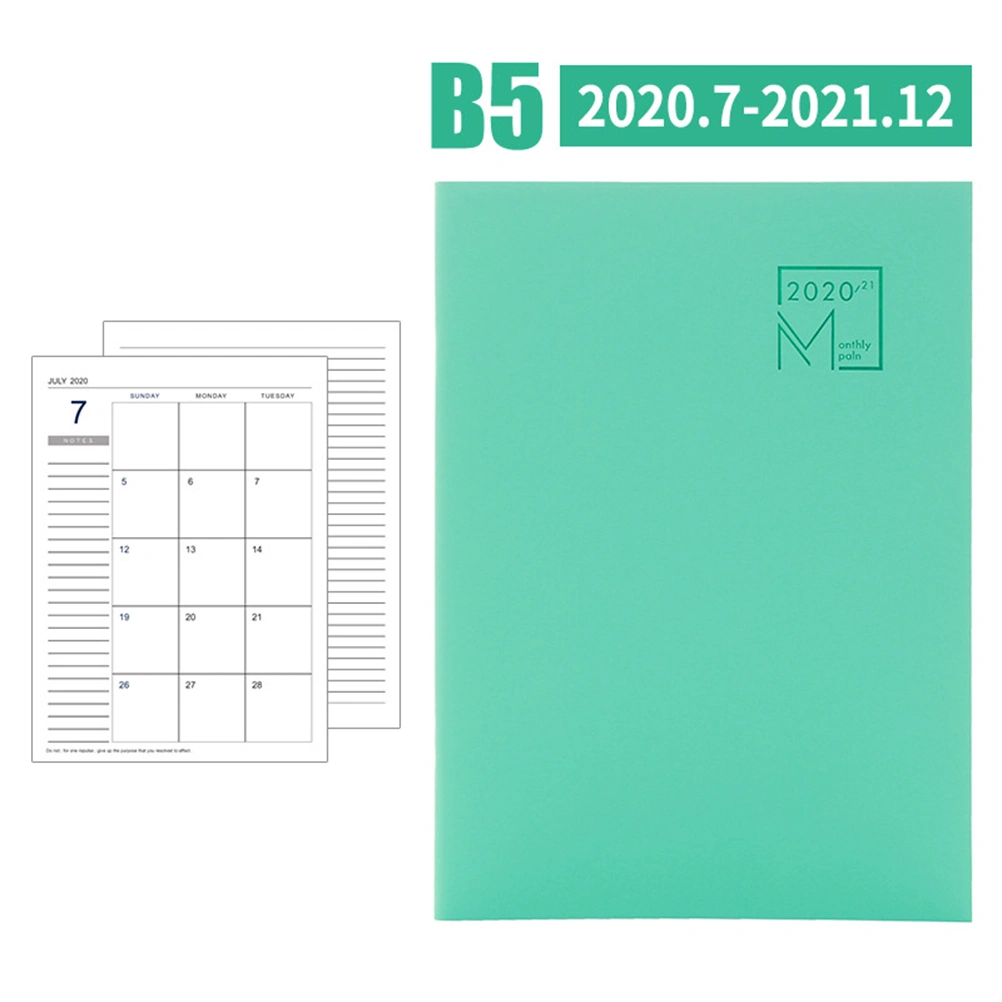 2020 Monthly Planner Efficiency Agenda Schedule Notebooks Diary Stationery for Man Woman Kids (Green Start from 2020.7)