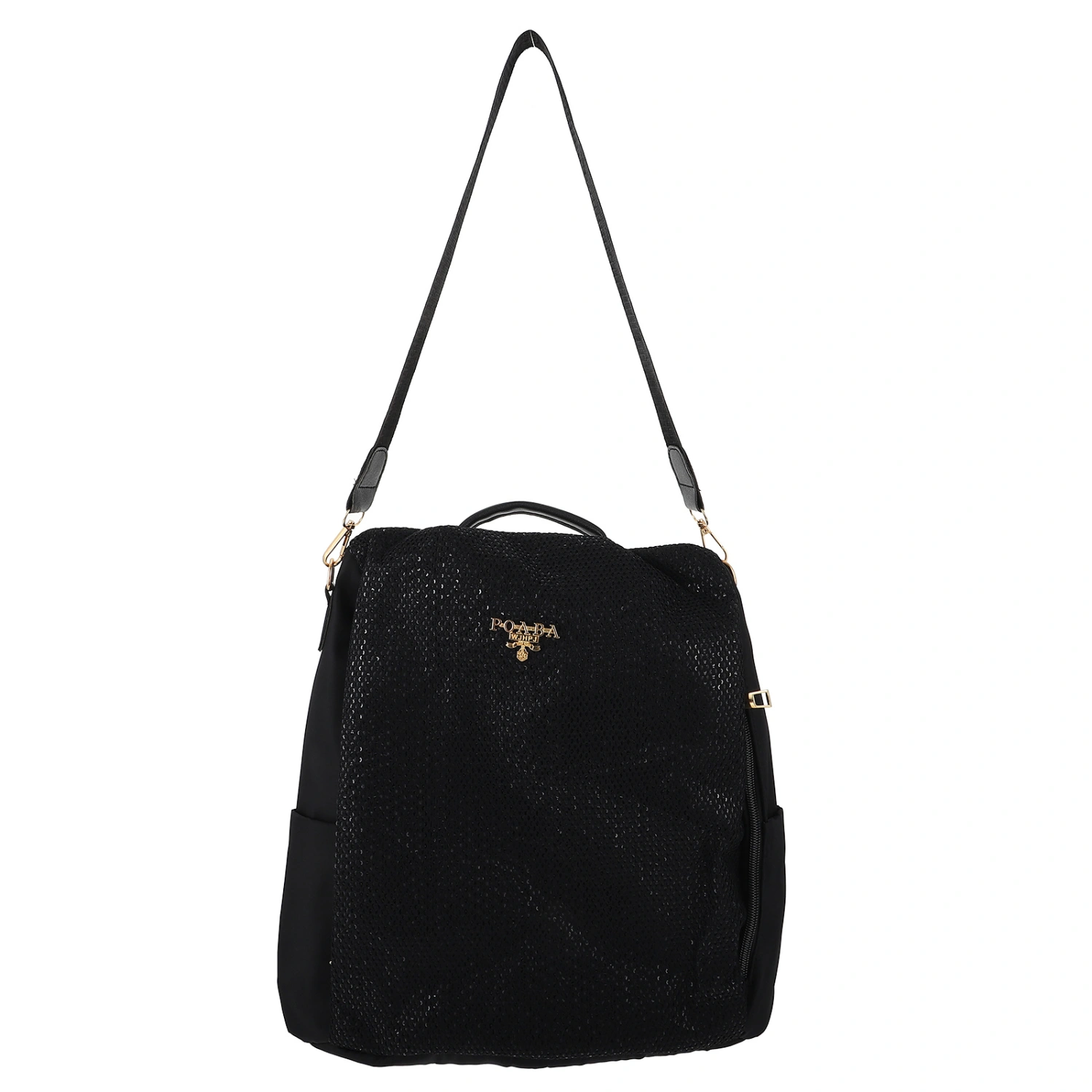Black Fashion Woman Sequin Backpack Casual Multifunctional Shoulder Bag Anti-theft Satchel Bag Large Capacity Tote Bag Waterproof Rucksack for Lady Girls Travel