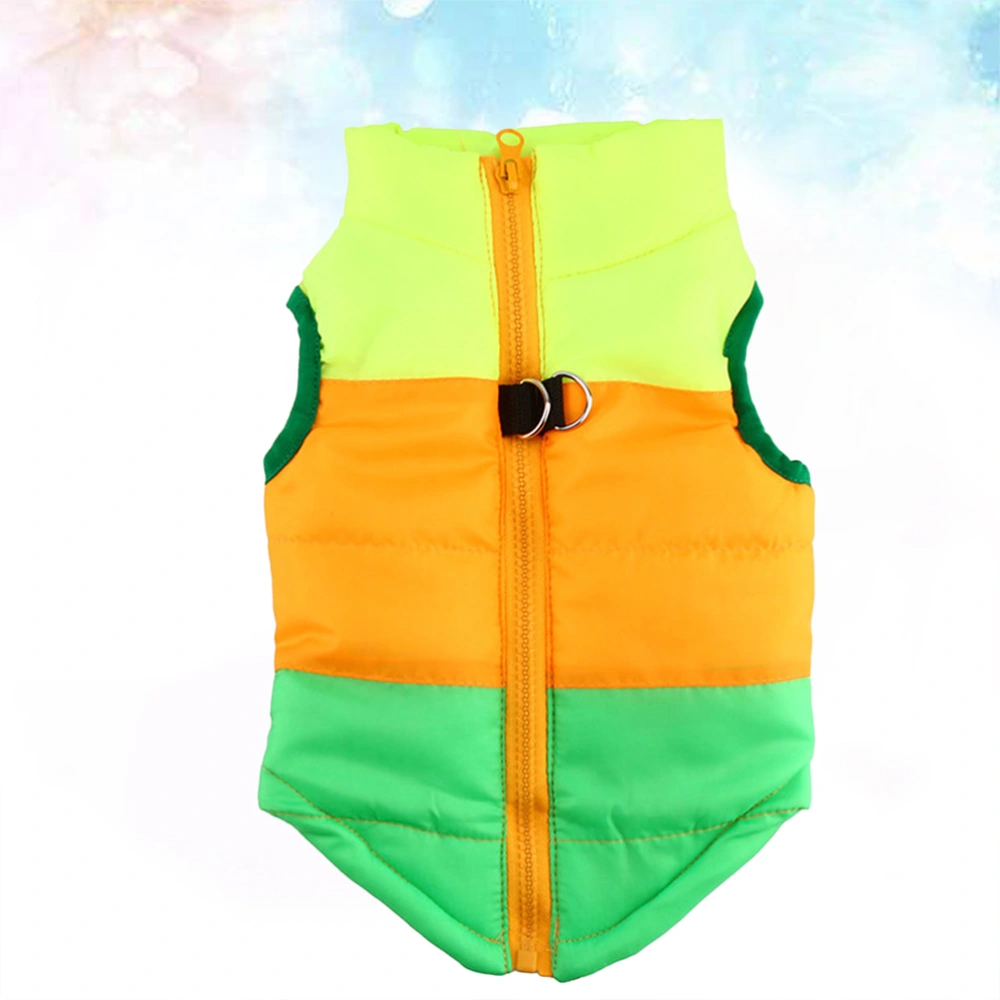 Pet Dog Winter Vest Waterproof Dog Warm Pet Coat Pet Clothes Dog Apparel Pet Supplies for Dog Pet Size S Green Yellow and Orange