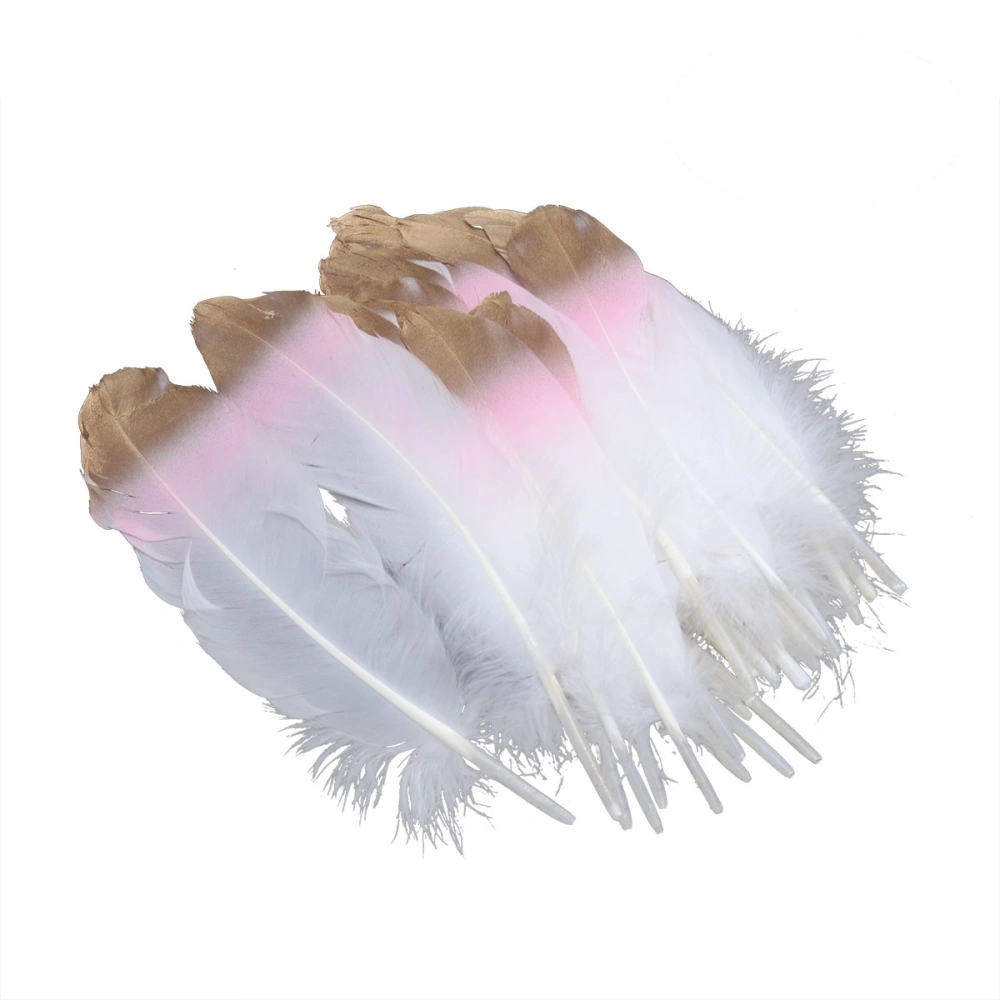 36pcs Pink and Gold Tips Dipped Natural White Feathers for Various Crafts Birthday Parties Wedding and Party Dress-ups