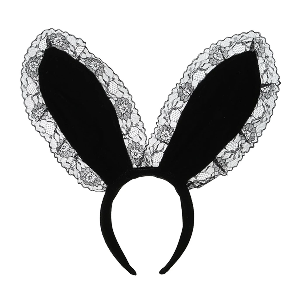 Rabbit Ear Hair Fashion Headdress Creative Hair Accessory Beautiful Rabbit Ear Headdress for Cosplay Performance (Black)