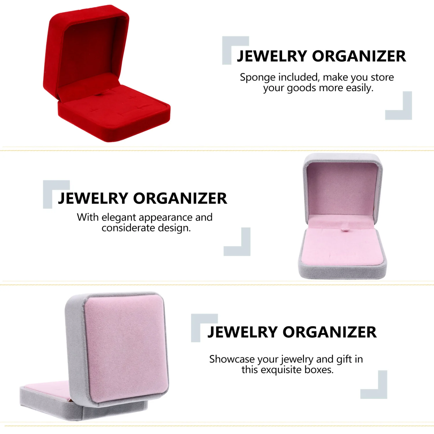 2pcs Jewelry Boxes Delicate Ring Case Necklace Storage Container Gift Boxes