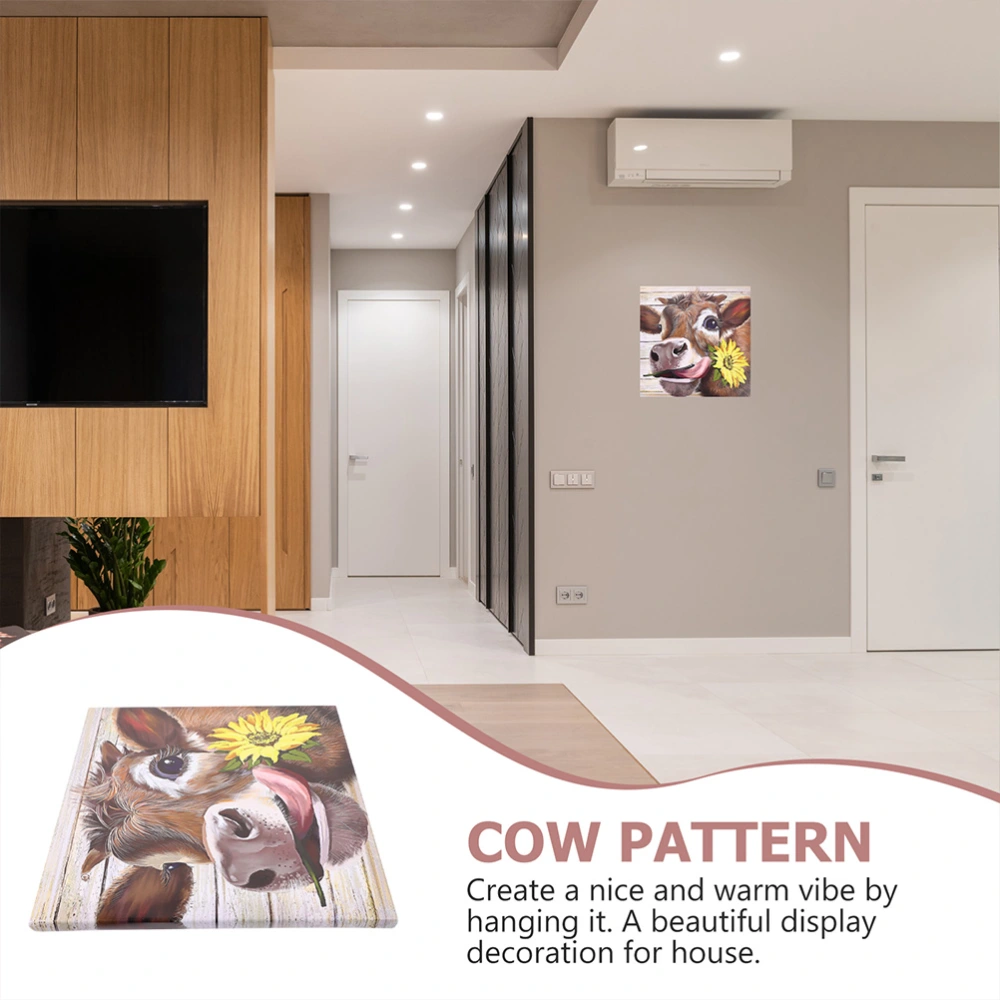 Decorative Hanging Picture Wall Frameless Rustic Cow Artwork Wall Picture Decoration