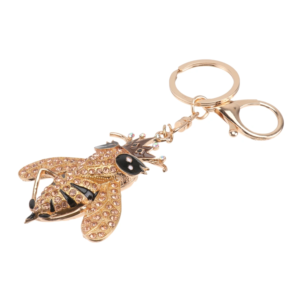 1Pc Delicate Rhinestone Cartoon Keychain Bee Shaped Key Chain Bag Hanging Decor