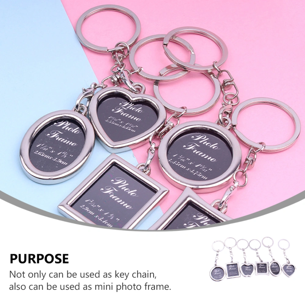 6pcs Photo Frame Key Chains Birthday Gift Small Gifts for Friends (Silver)