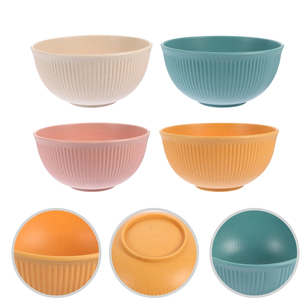 4Pcs Unbreakable Cereal Bowls Reusable Soup Bowls Kitchen Rice Bowls Wheat Straw Bowls