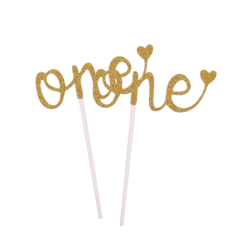 10pcs Cupcake Topper Decorative Love Heart Cupcake Picks Sign for Engagement Wedding Party Cake Decoration (Gold)