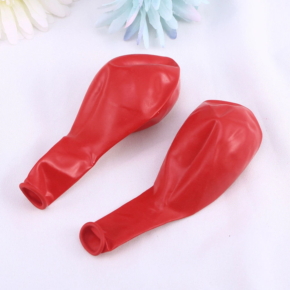 50pcs 12 Inches Red Bright Balloons Latex Balloons Carnival Festival Supplies Wedding Decorations Party Ornaments without Ribbon