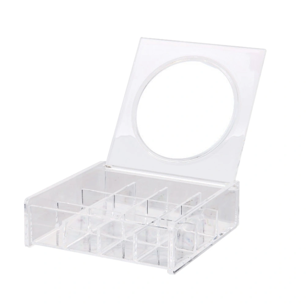 1pc Transparent Storage Box Acrylic Makeup Organizer with Mirror Cover Jewelry Box Case