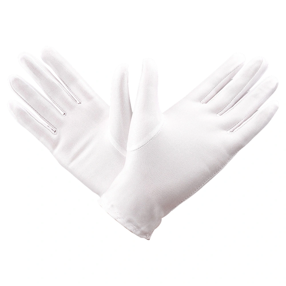 3 Pairs Elastic Spandex Gloves Jewelry Inspection Gloves Etiquette Glove Breathable Performance Gloves (White)