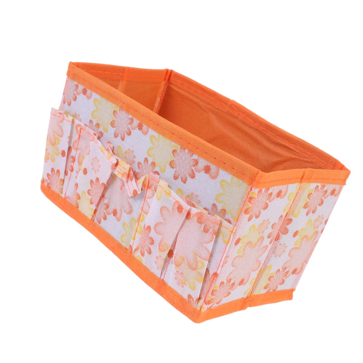 Multifunction Foldable Makeup Cosmetics Storage Box Flower Pattern Jewelry Case Container Sundries Organizer (Orange)