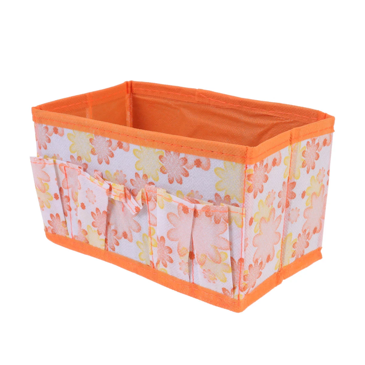 Multifunction Foldable Makeup Cosmetics Storage Box Flower Pattern Jewelry Case Container Sundries Organizer (Orange)