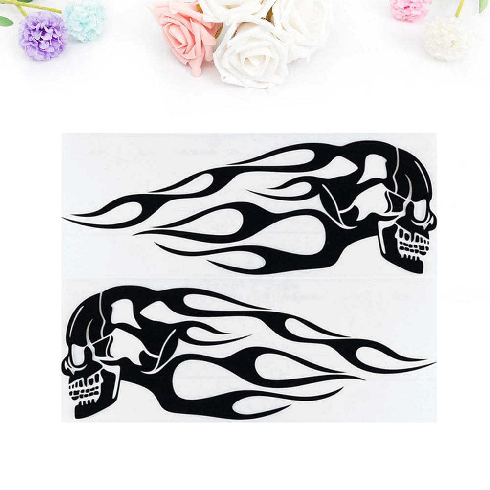 1 Sheet Fire Skull Stickers Motorcycle Decorative Stickers Moto Body Decals Oil Tank Pasters for Women Men